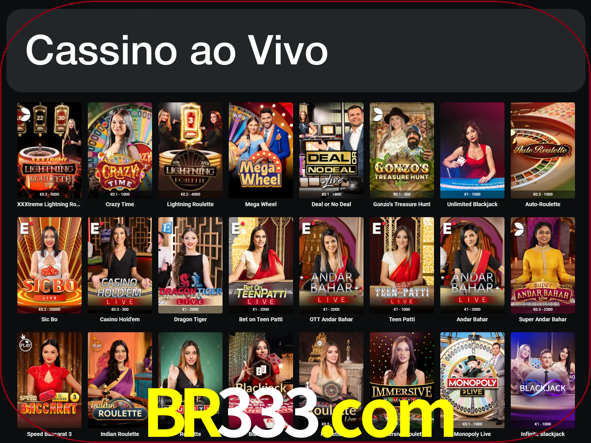 Jogue jogos de cassino com um verdadeiro dealer.