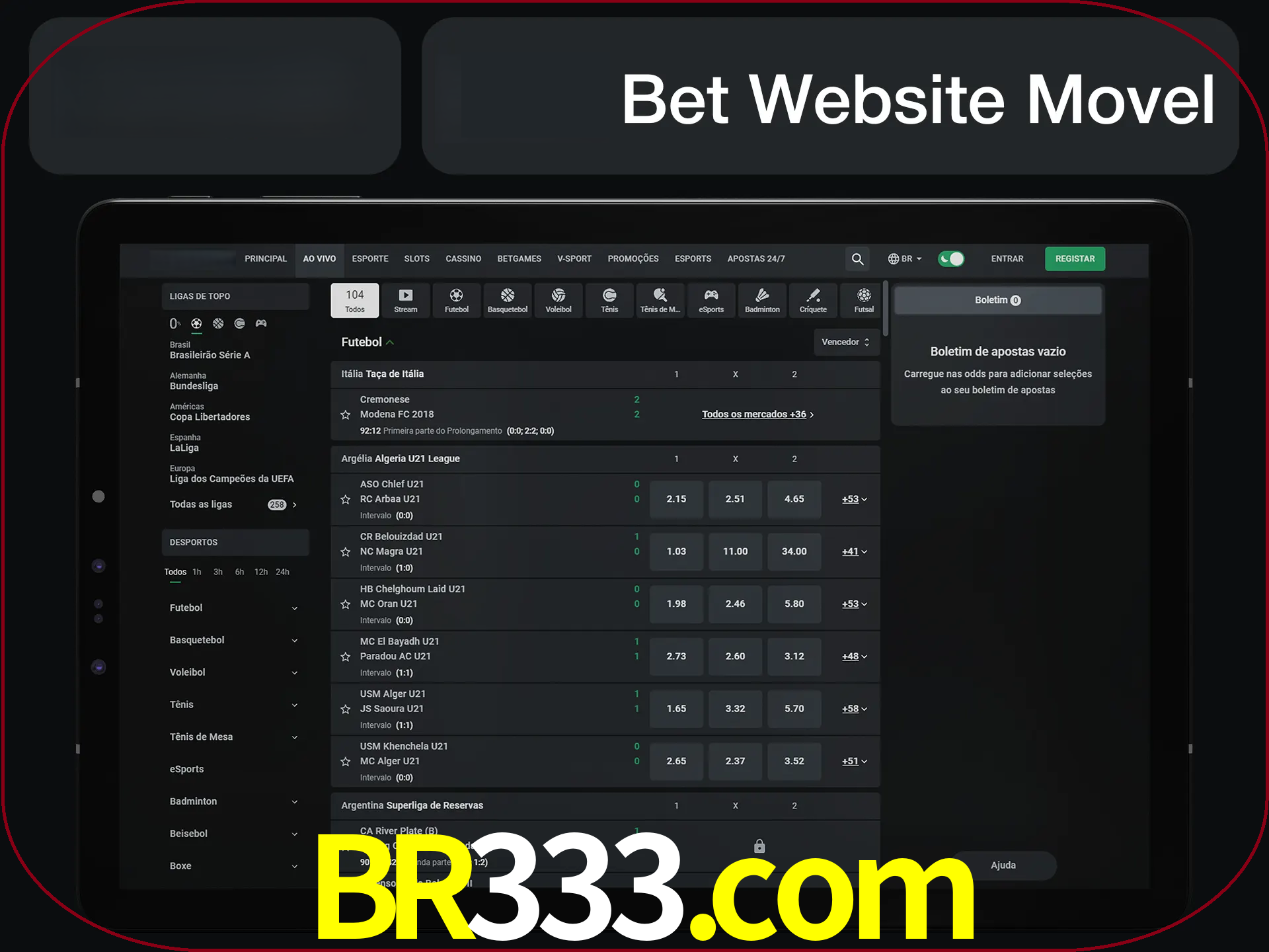 Use nosso website em qualquer dispositivo.